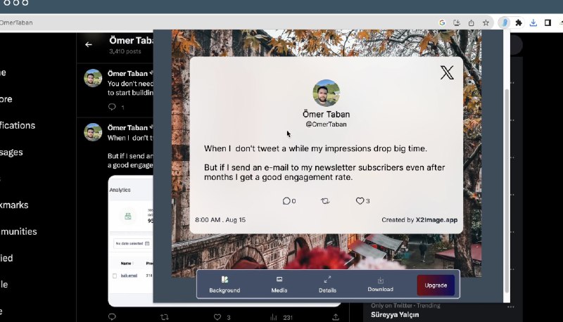 #截图 #插件x2image将推文转换为图像x2image是一款浏览器插件，它能够在几秒钟内创建令人惊叹的屏幕截图