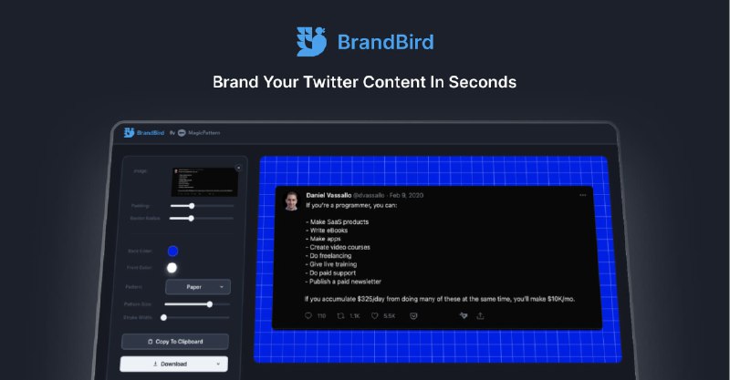 BrandBird - Powerful image, mockup & screenshot editor for entrepreneurs