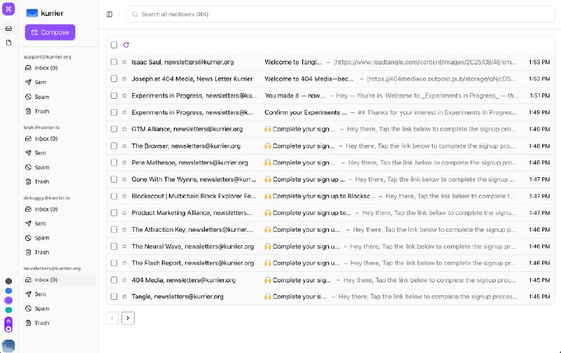 Kurrier Instant webmail