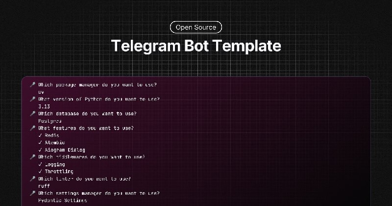 GitHub - TimNekk/copier-telegram-bot: 🚀 Copier Template for Telegram Bot using Aiogram, Postgres, Redis, Docker, Coolify Ready