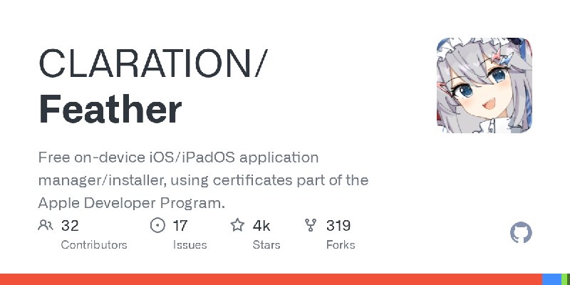 GitHub - CLARATION/Feather: Free on-device iOS/iPadOS application manager/installer, using certificates part of the Apple Developer…