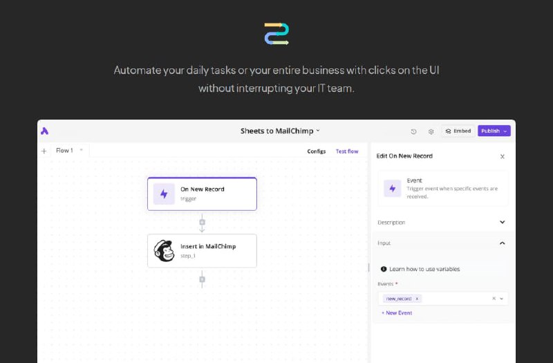 #无代码 #自动化activepieces一个新的自动化集成平台activepieces免费自动化您的工作，无需编写代码，将数据保存在您的机器上免费支持每月1000次的调用，和Make的免费计划一样支持接入Github、Notion、youtube、Google表格、RSS、Todolist、wordpress、Figma、webhook、