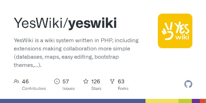 GitHub - YesWiki/yeswiki: YesWiki is a wiki system written in PHP, including extensions making collaboration more simple (databases…